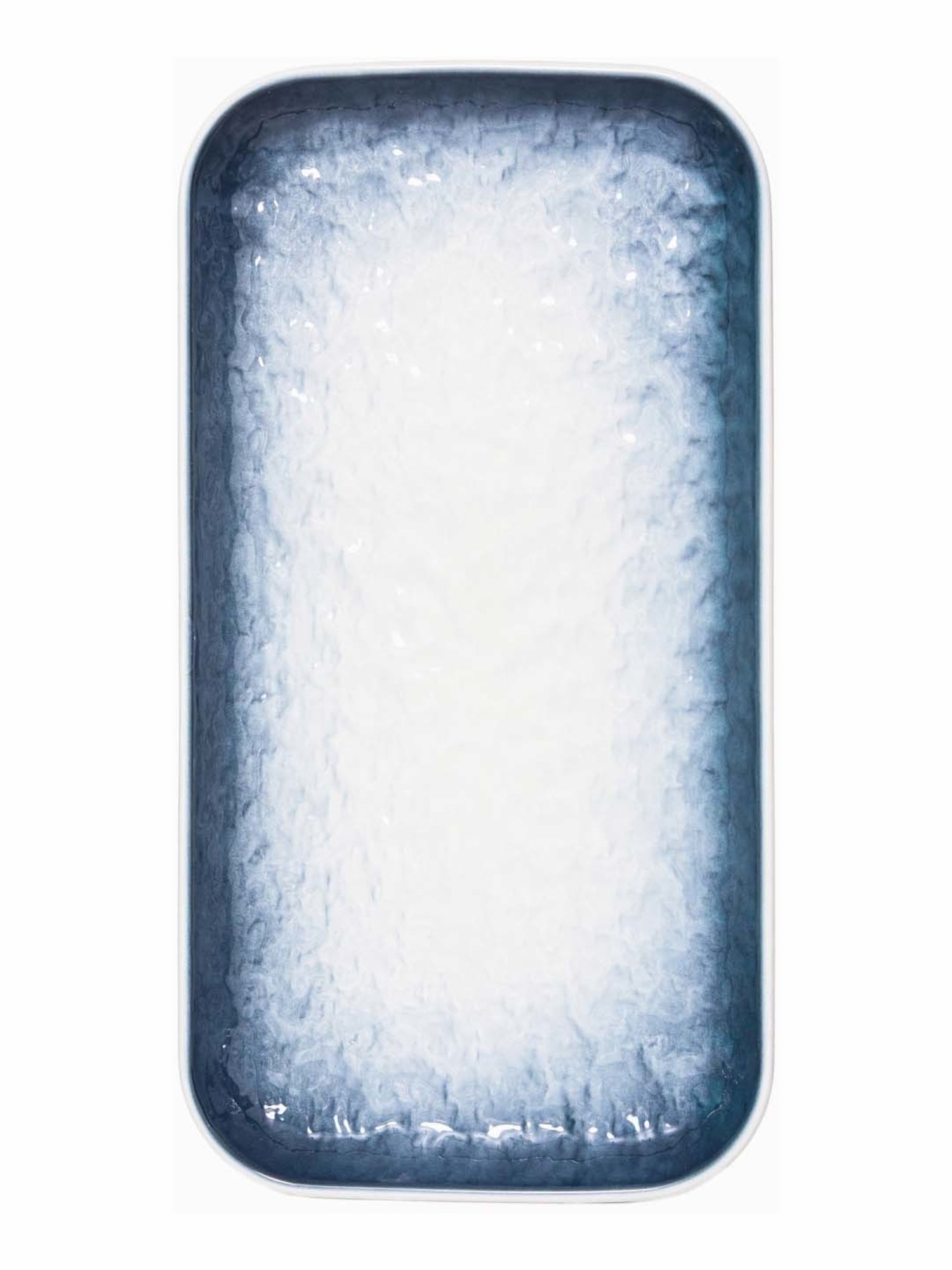 White Gold White & Blue Porcelain Rectangle Serving Platter