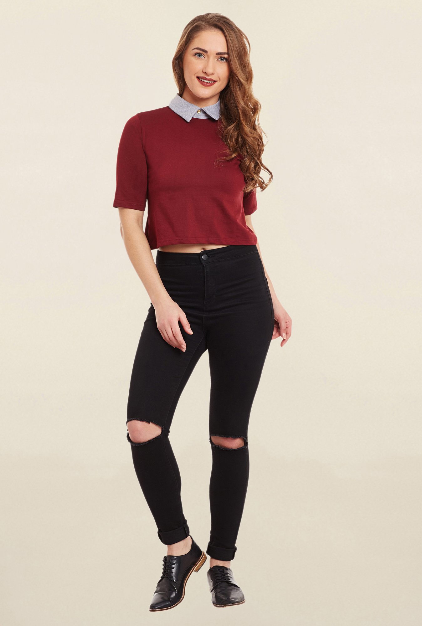 Miss Chase Maroon Solid Top