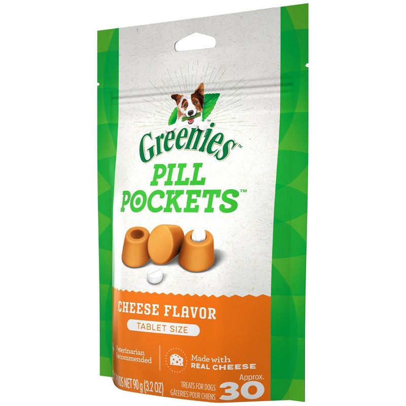 Greenies Pill Pockets Tablet Size Natural Chewy Dog Treats Cheese Flavor - 3.2oz
