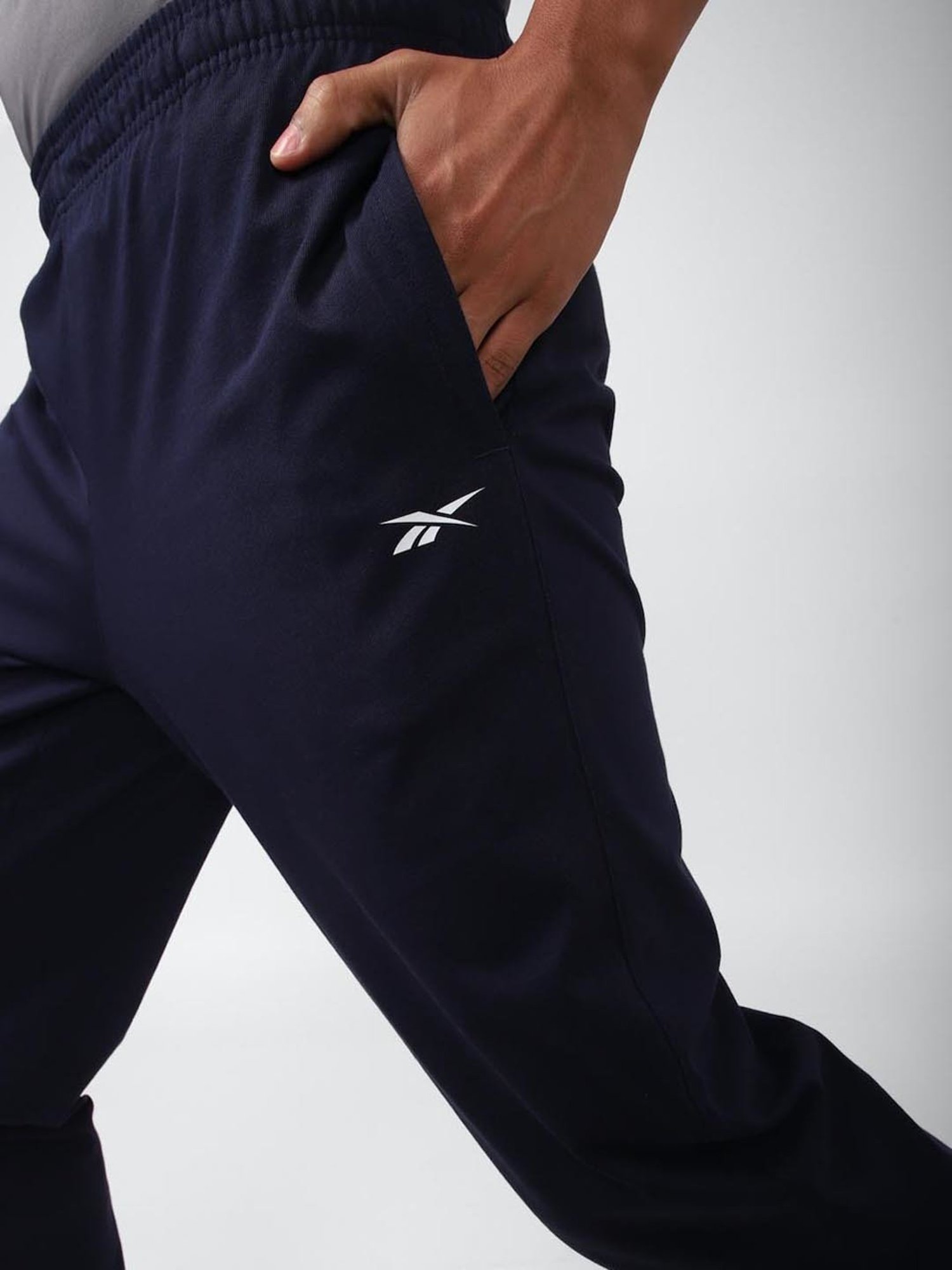 Reebok Navy Cotton Regular Fit Sports Trackpants