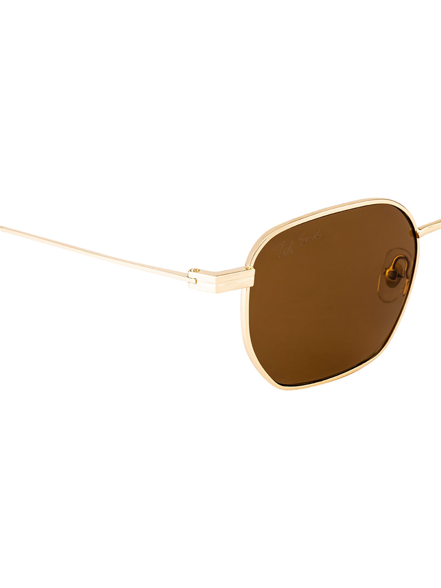Ted Smith Brown Geometric Unisex Sunglasses