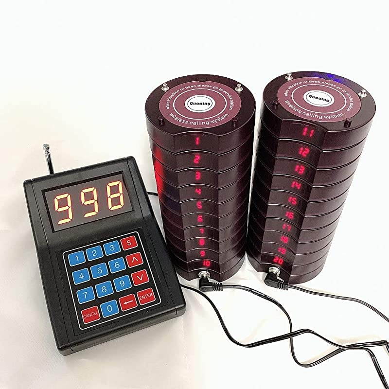 30 Coaster Pagers+1 Keypad Queue Call Pager Restaurant Wireless Calling System Waiter Wireless Guest Paging System for Restaurant Church Food Truck Coffee Shop Office