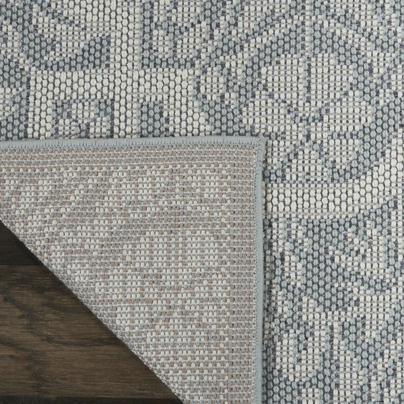 4'3"x6'3" Rectangle Indoor and Outdoor Geometric Area Rug Blue - Nourison