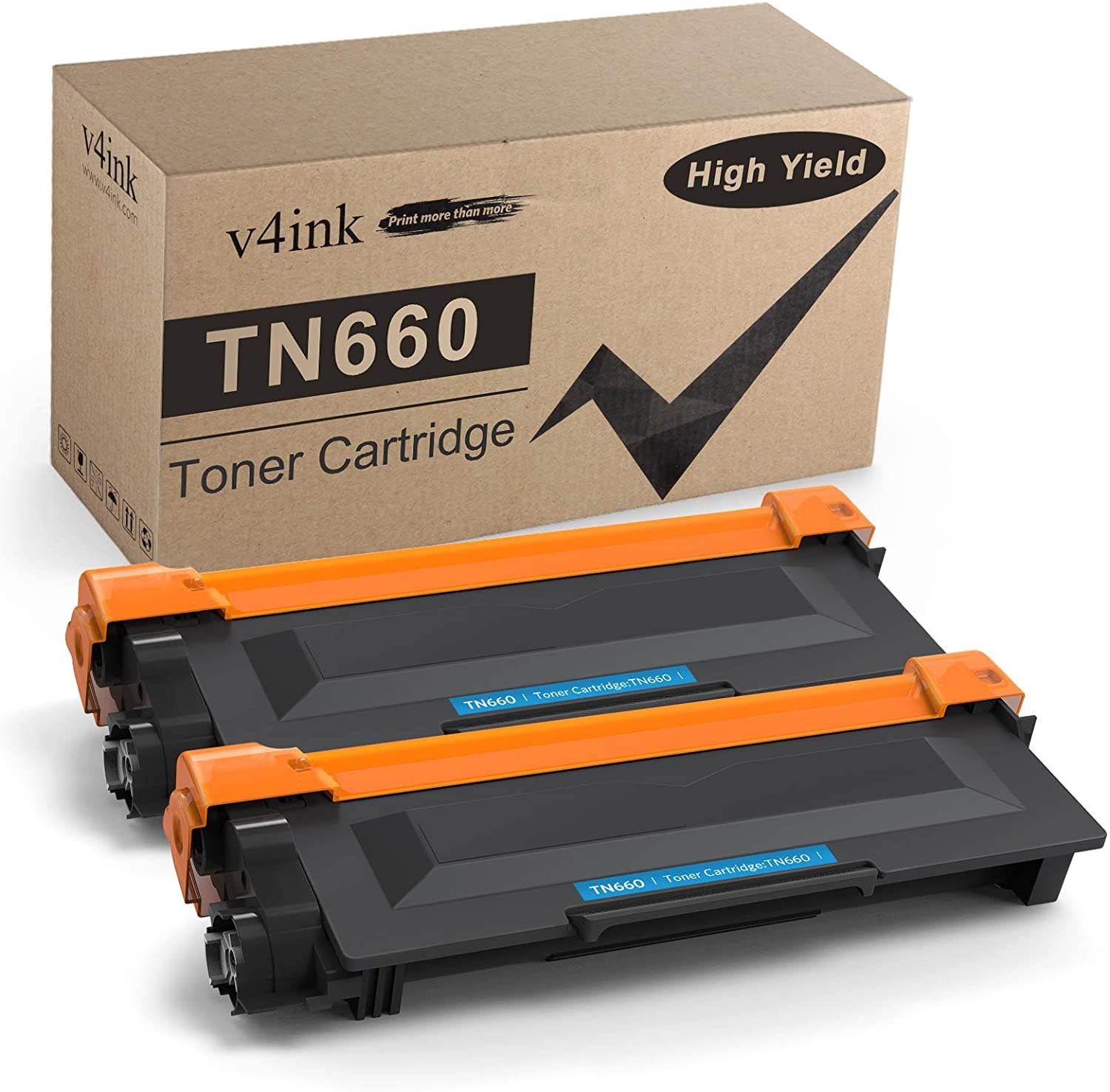 V4INK Compatible TN-660 Toner Cartridge Replacement for Brother TN660 TN630 Toner (2PK Design V3) For MFC-L2700DW HL-L2300D HL-L2340DW HL L2380DW L2320D DCP L2540DW L2520DW MFC L2740DW L2720DW Printer