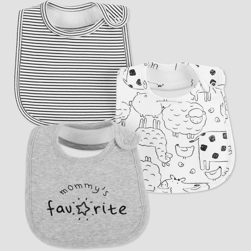 Baby 3pk 'Mommy's Favorite' Bib - Just One You® made by carter's Gray One Size