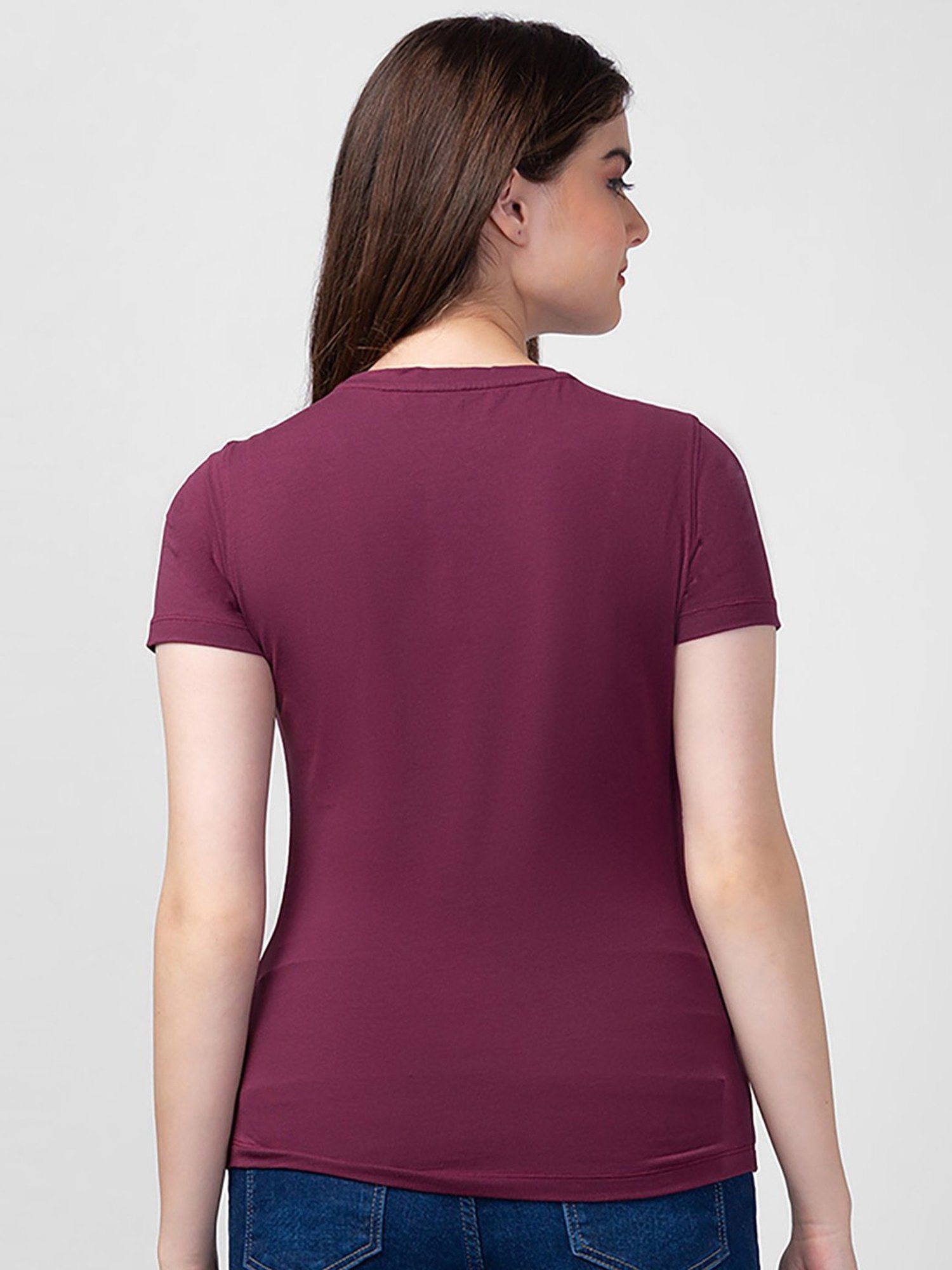 Spykar Maroon Printed T-Shirt