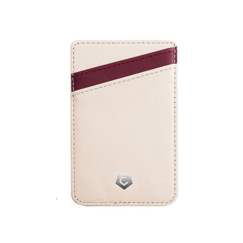 Cobble Pro [Genuine Leather] 3.96" x 2.54" Stick-On Leather Card Holder Adhesive Cash Wallet for iPhone Samsung Back of Phone, Beige/Brown