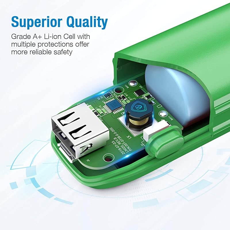 Mini Power Bank 6700mAh Portable External Charger with Fast Charging Technology for iPhone Samsung Galaxy Tablets and More Green