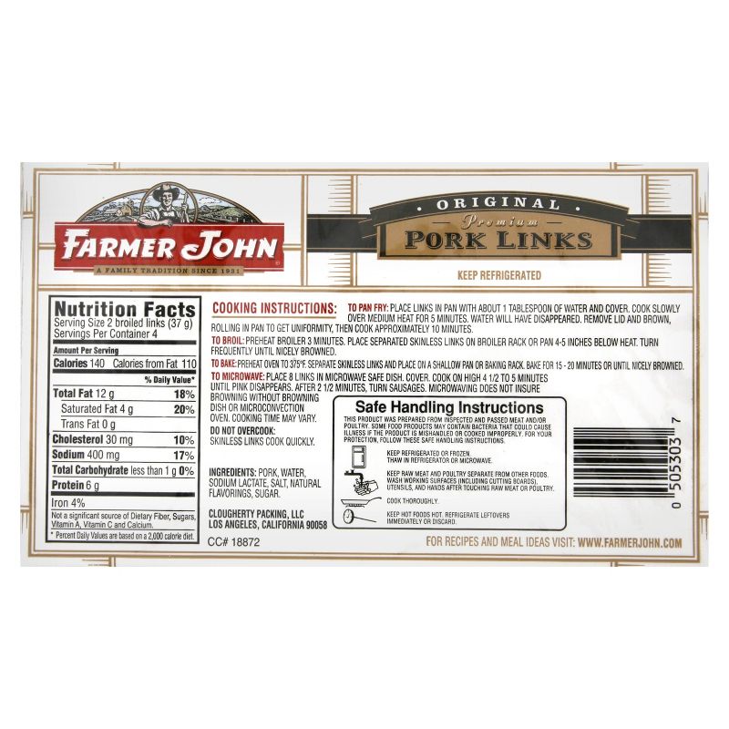 Farmer John Classic Pork Sausage Links - 8oz/8ct