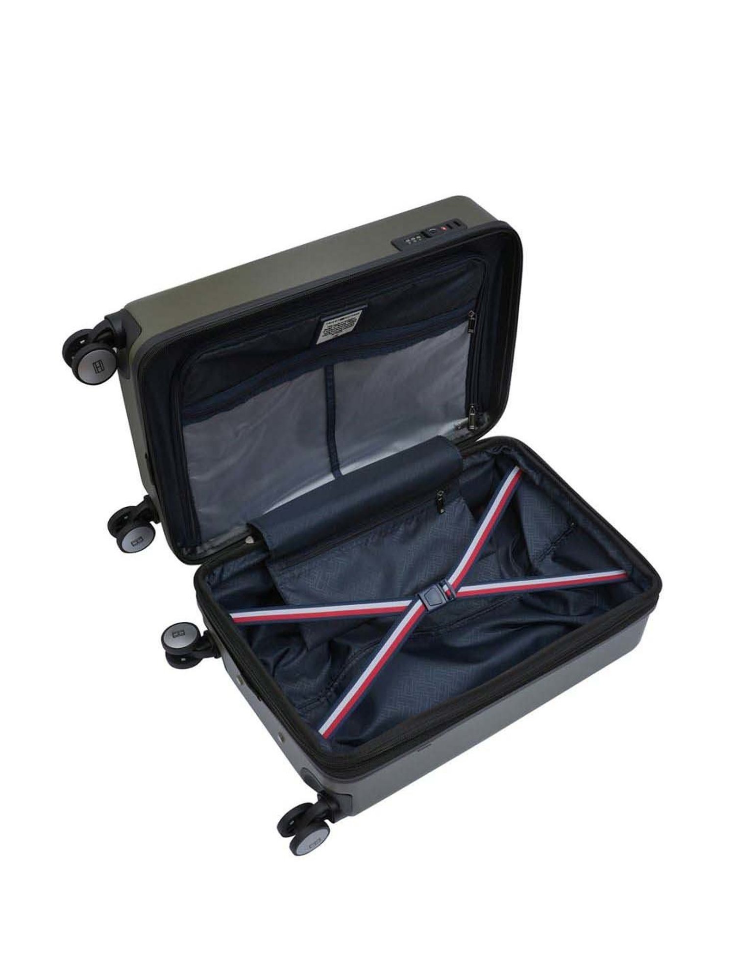 Tommy Hilfiger Empire X Green Textured Hard Cabin Trolley Bag - 57 Cms