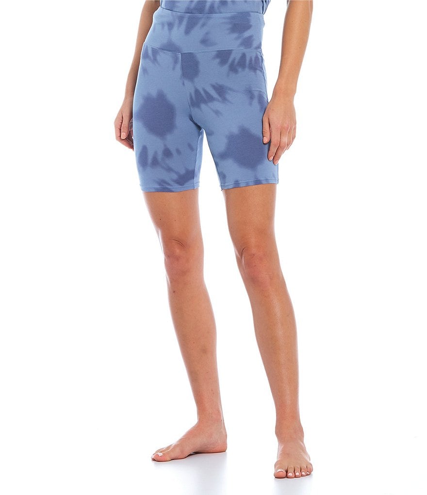 Jasmine & Ginger Tonal Tie-Dye Printed Knit Coordinating Sleep Bike Shorts
