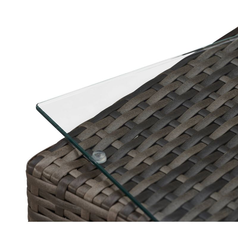 Oceanside Outdoor Side Table with Storage  - Gray Wicker - Finch