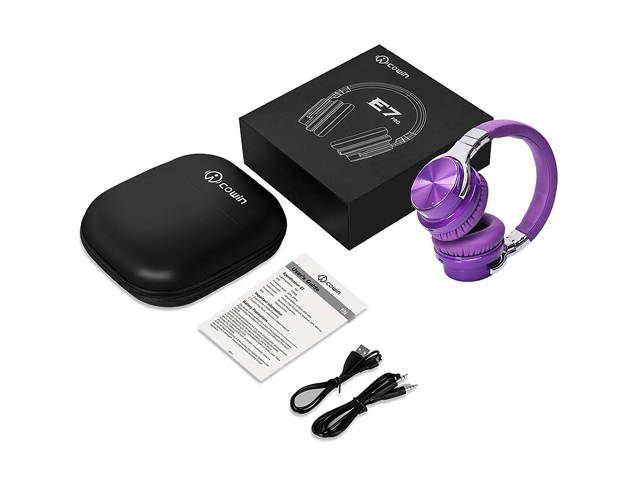 COWIN E7 Pro Active Noise Cancelling Wireless Bluetooth Headphones with Microphone; Hi-Fi Deep Bass, Over Ear, 30H Playtime, for Travel, Work, TV, Computer, Phone - Black