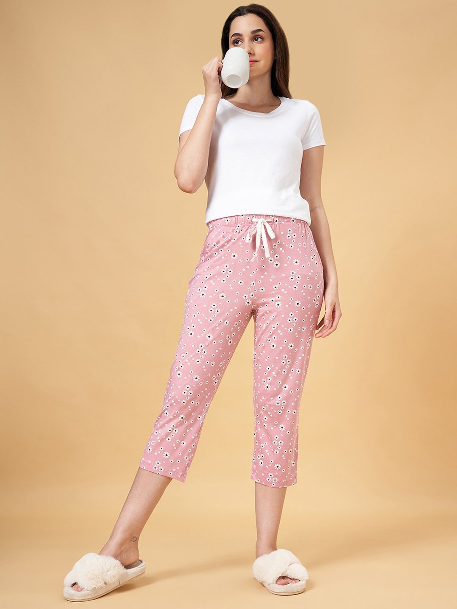 Dreamz by Pantaloons Pink Cotton Printed Capris