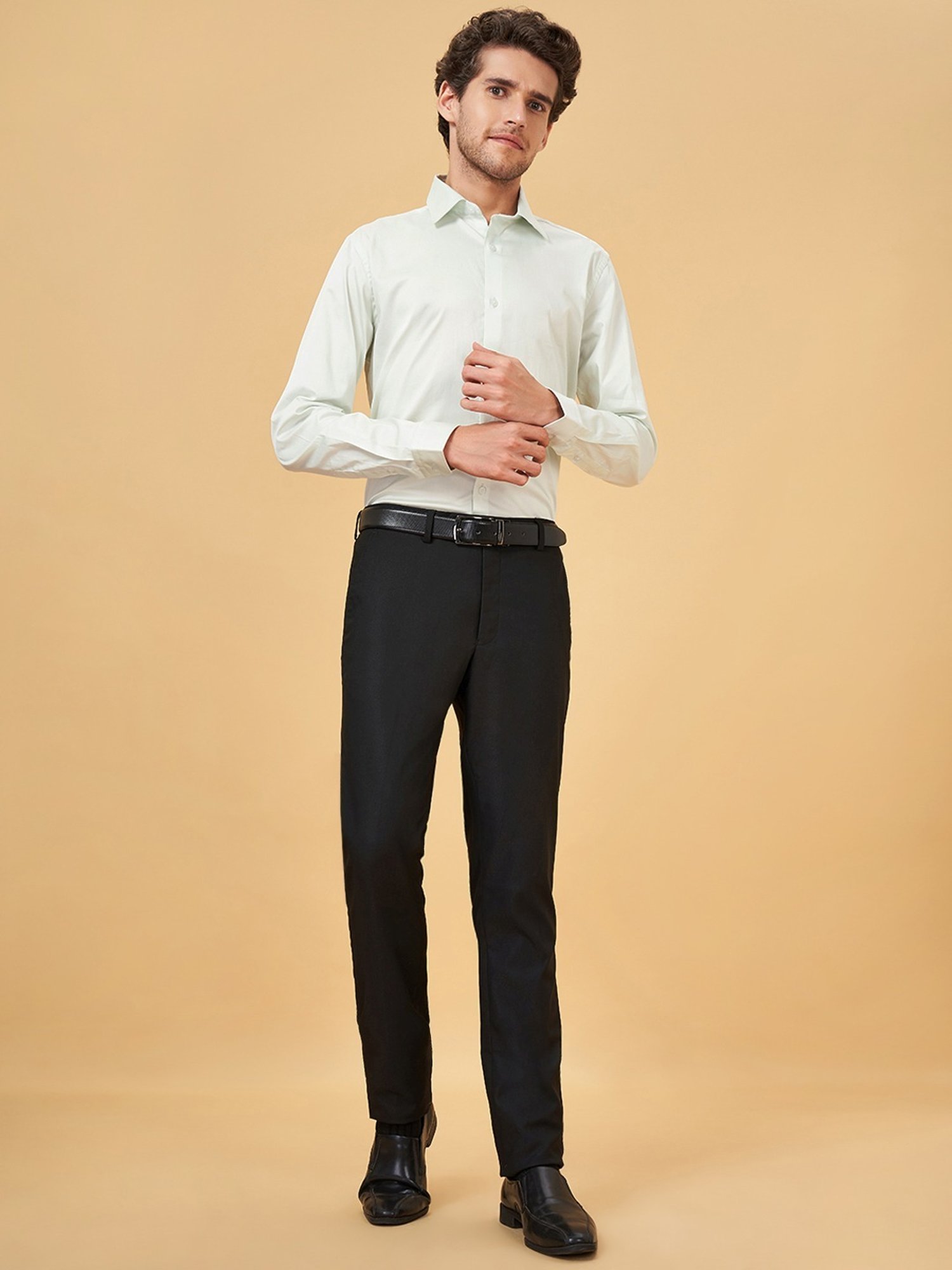 Peregrine By Pantaloons Bright White Cotton Slim Fit Shirt