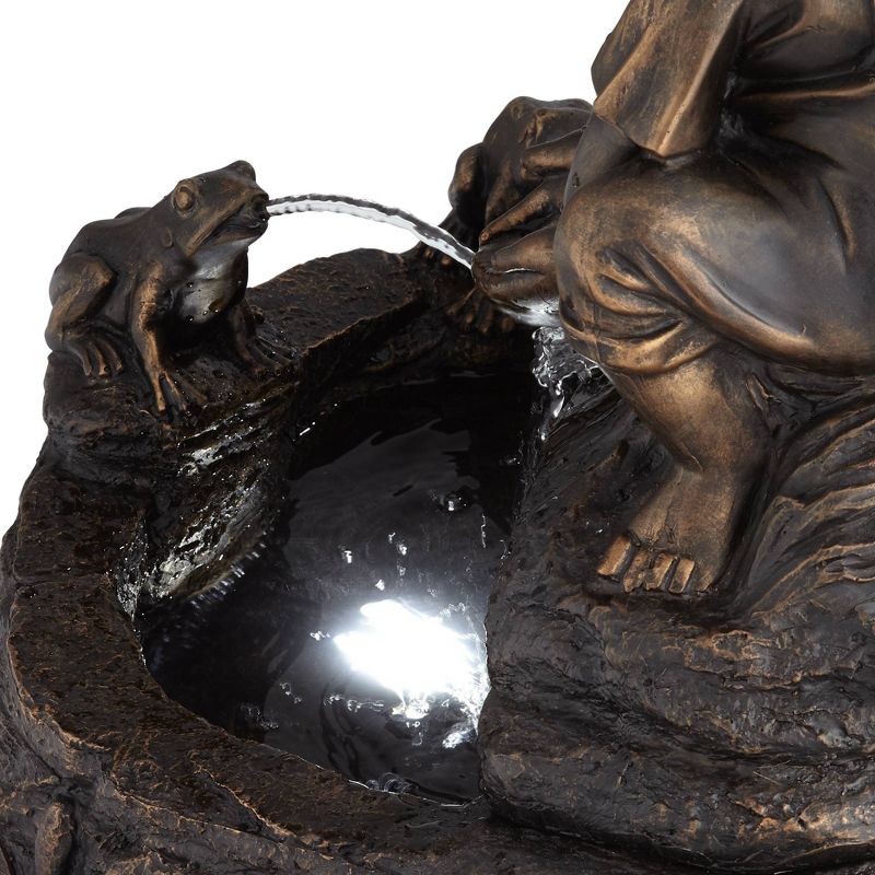 36" Kids Reading with Lamp Water Fountain with LED Lights and Bronze Finish Brown - Hi-Line Gift