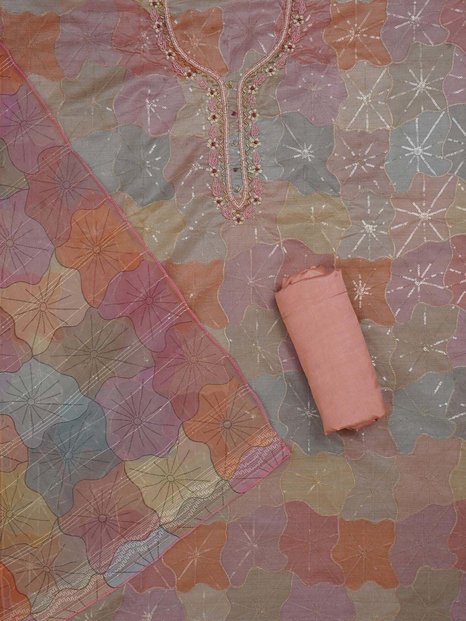 Jaipur Kurti Multicolored Embroidered Unstitched Dress Material