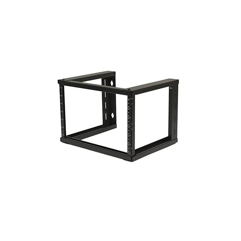 6U Wall Mount Open Frame 19 Inch Server Equipment Rack Threaded 16 inch Depth Black