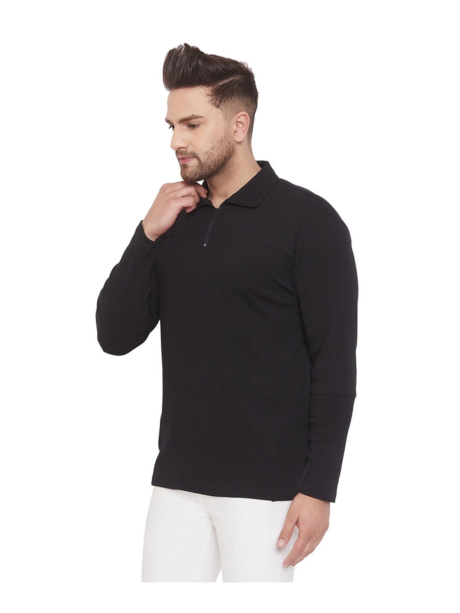 Hypernation Black Regular Fit Polo T-Shirt