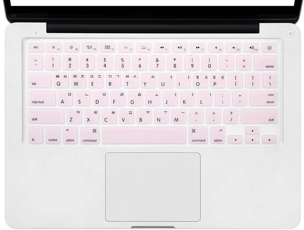 HRH Korean Silicone Keyboard Cover Skin for MacBook Old Air 13,Macbook Pro 13/15/17(with or Non Retina Display,2015 or Older Version)&Older iMac USA Layout(Not for Macbook New 13 Air A1932)-Light Pink