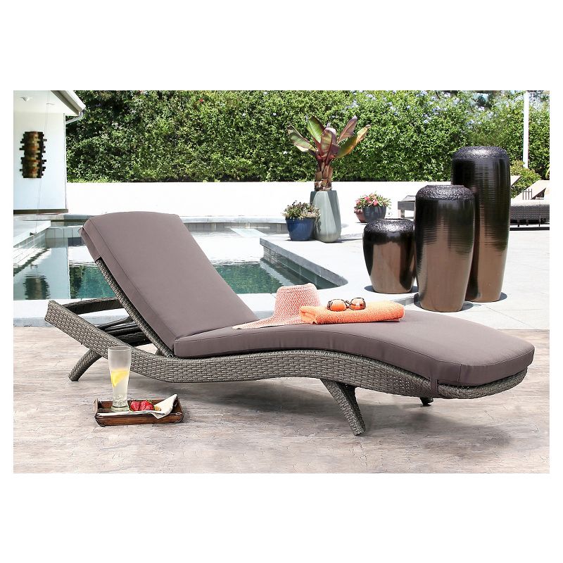 Marcelle Outdoor Wicker Adjustable Chaise Lounge with Cushion - Gray - Abbyson Living
