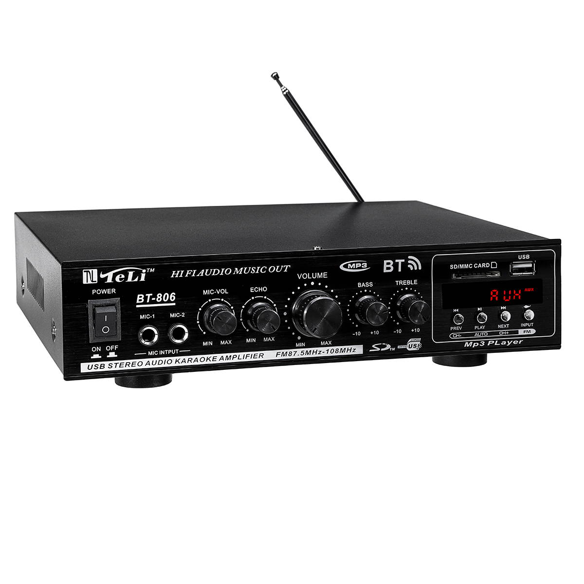 2 Channel 500W bluetooth Power Amplifier USB MP3 Audio FM AUX W/ Remote