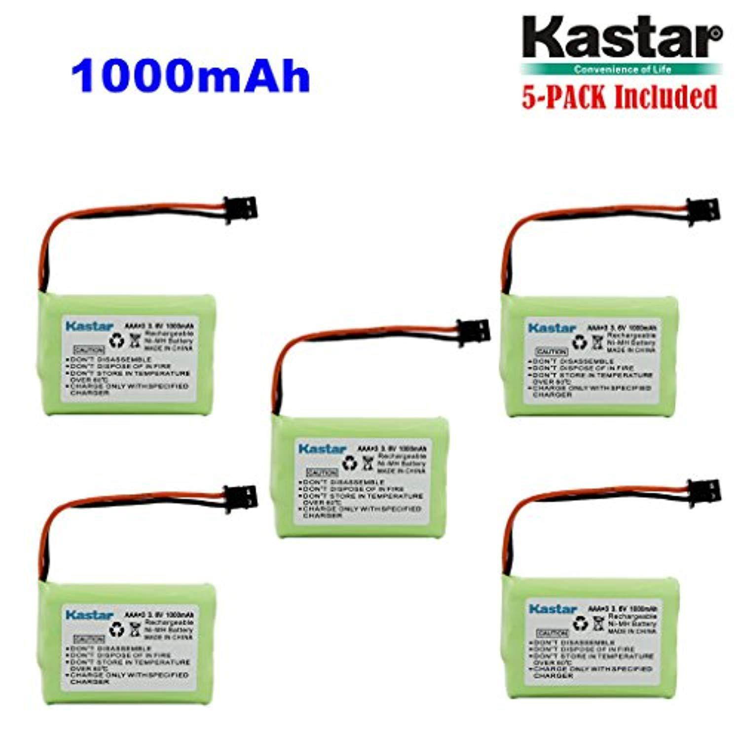 kastar 5-pack aaax3 3.6v msm 1000mah ni-mh rechargeable battery for uniden cordless phone bt-446 bt446 bp-446 bp446 bt-1005 bt1