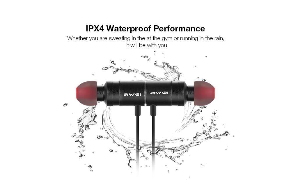 Awei AK8 IPX4 Waterproof Magic Magnet Attraction Bluetooth 4.1 Sports Earphones with Microphone For iPhone Samsung Xiaomi (Blue)