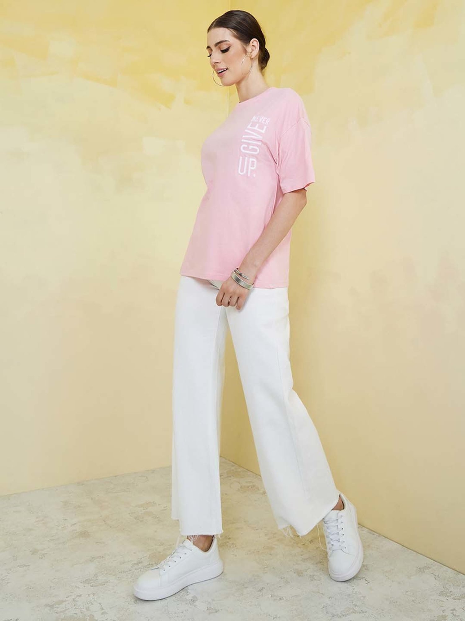 Styli Oversized Embroidered Longline T-Shirt