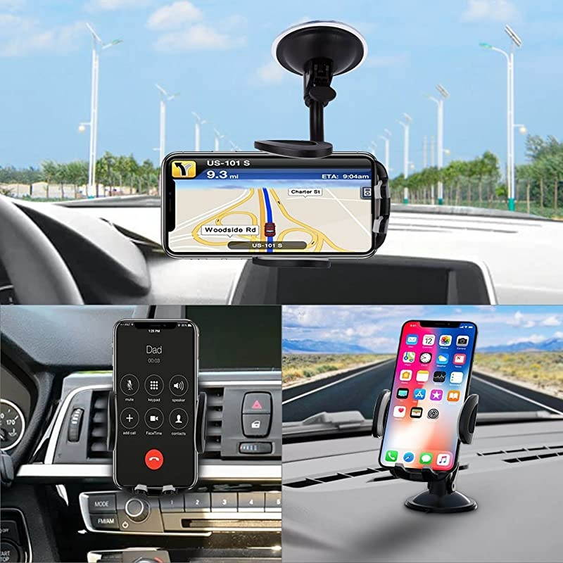 Phone Car Holder  3in1 Universal Cell Phone Holder Car Air Vent Holder Dashboard Mount Windshield Mount for iPhone 12 11 X XR 77 Plus Samsung Galaxy S9 LG Sony and More