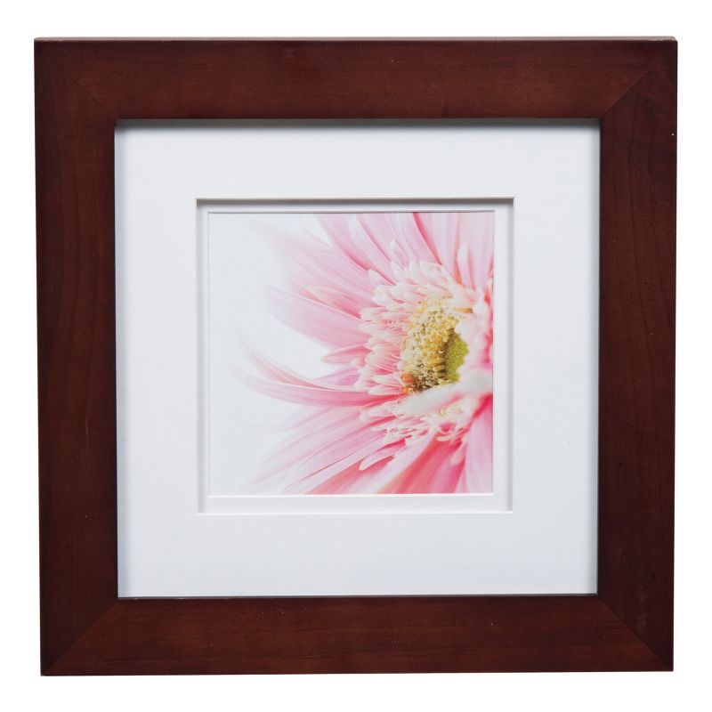 Single Picture 8" x 8" Wide Frame with Double Mat to 5" x 5" Walnut/White - Gallery Solutions