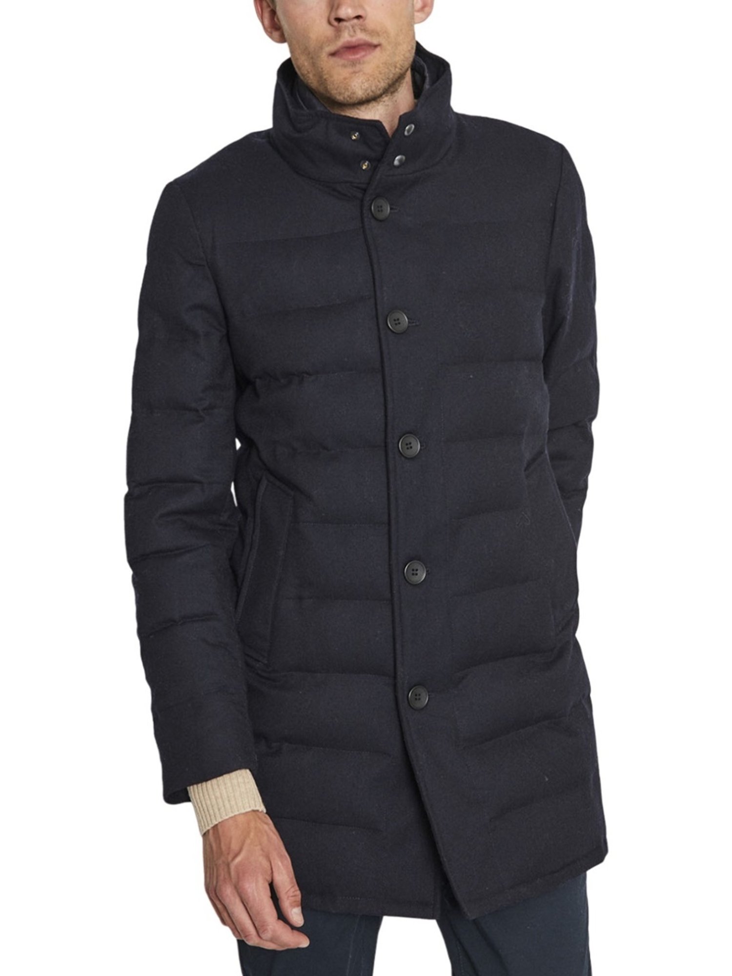 Bruun & Stengade Navy Blue Regular Fit Quilted Coats