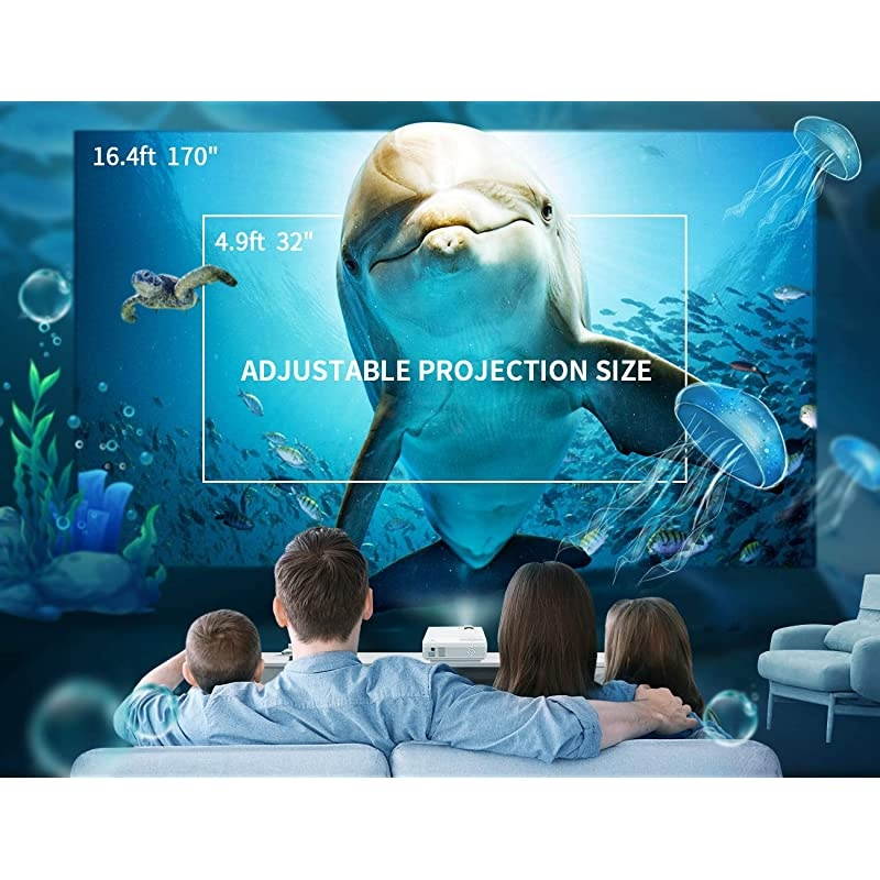 LEISURE 3 Mini Projector 1080P and 170 Display Supported Portable Movie Projector with 40000 Hrs LED Lamp Life Compatible with TV Stick PS4 HDMI VGA TF AV and USB