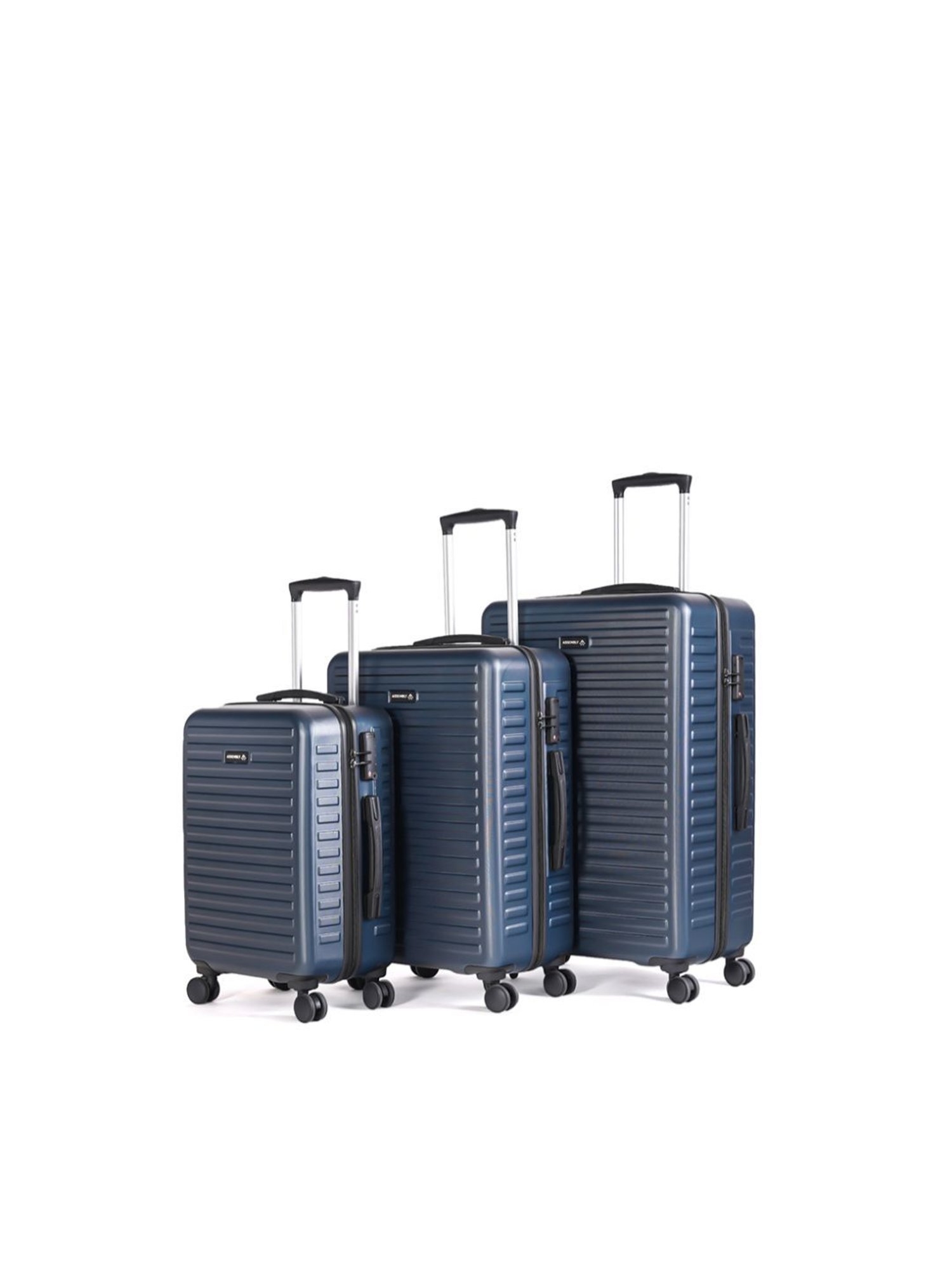 Assembly Blue Textured Trolley Bag Set of 3 - 20 inch, 24 inch & 28 inch