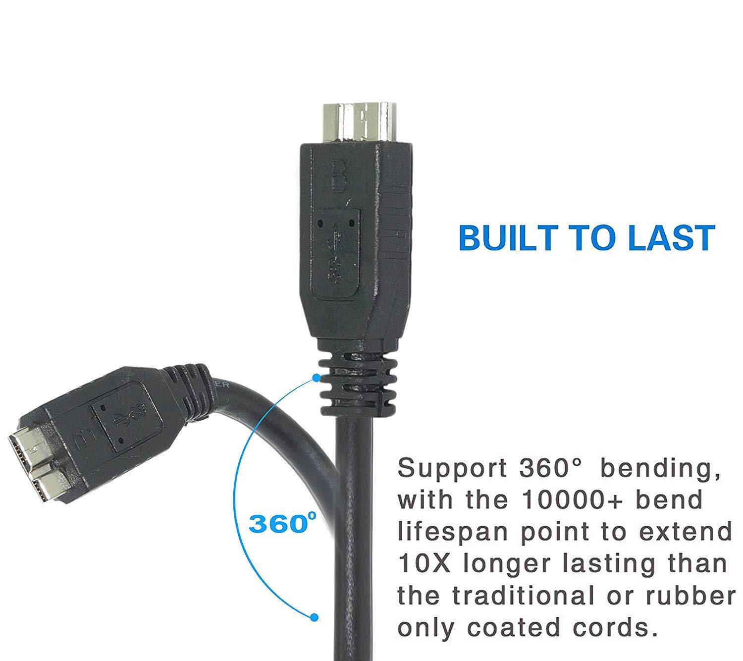 [2-Pack] SaiTech IT 35CM (1 Feet) USB 3.0 Micro Cable A to Micro B high Speed up to 4.8Gbps Data Transfer Cable for External Hard Drives