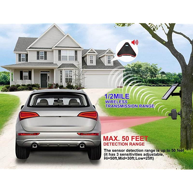 Solar Driveway Alarm System12 Mile Long Transmission RangeSolar Powered No Need Replace BatteriesOutdoor Weatherproof Motion SensorDetectorDIY Security Alert System