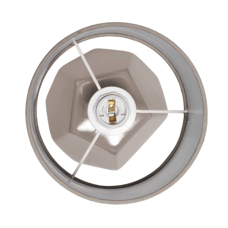 Round Prism Mini Table Lamp with Matching Fabric Shade Gray - Simple Designs