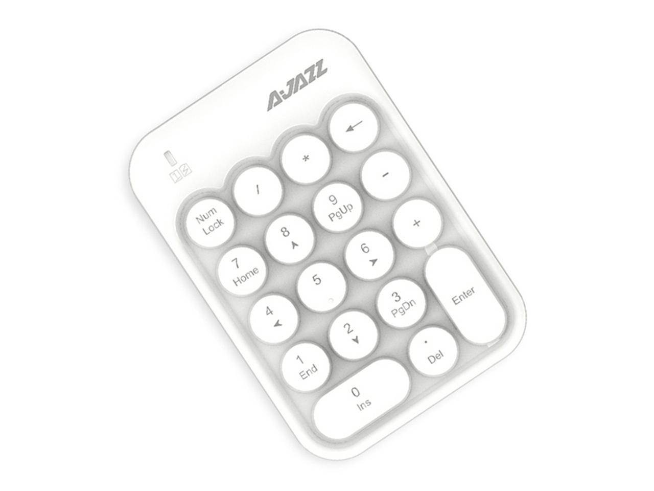 Ajazz AK18 2.4G Wireless Numeric Keypad 18-Key Retro Typewriter Round Keycap - White