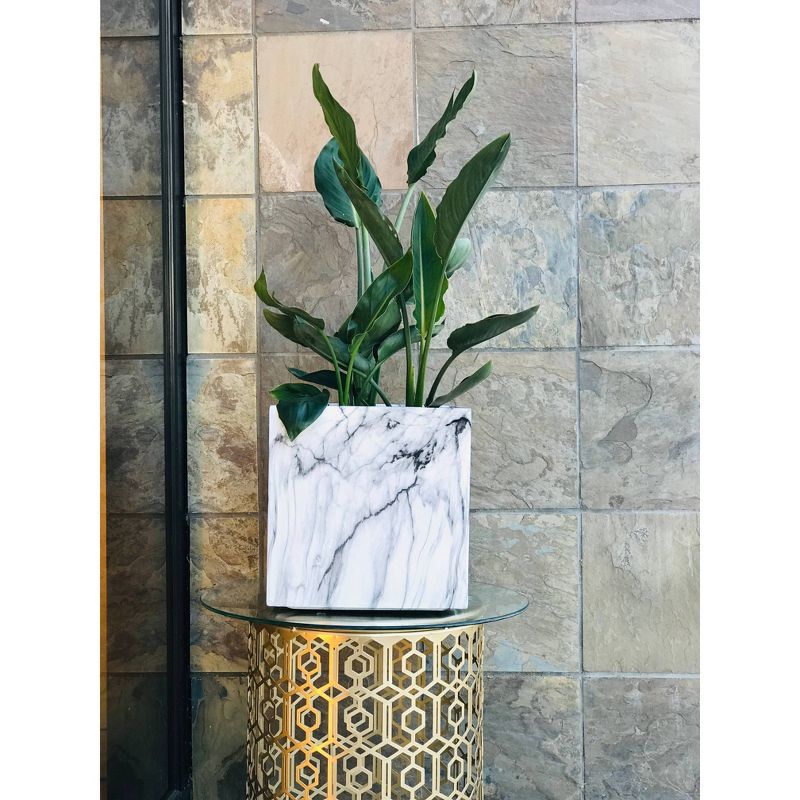 12" Kante Lightweight Modern Outdoor Concrete Square Planter Marble - Rosemead Home & Garden, Inc.
