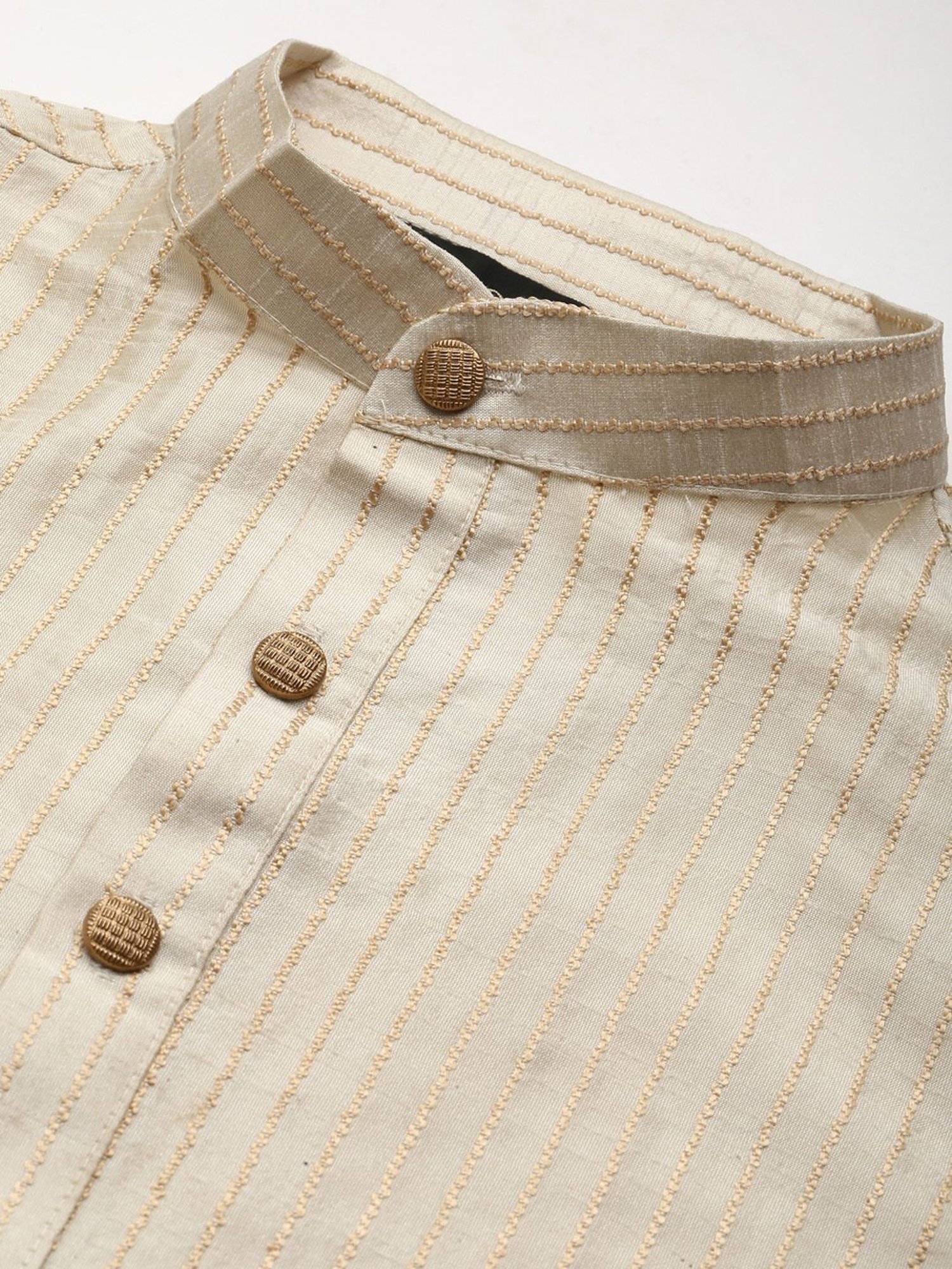 Sojanya Beige Regular Fit Printed Kurta Set With Jacket