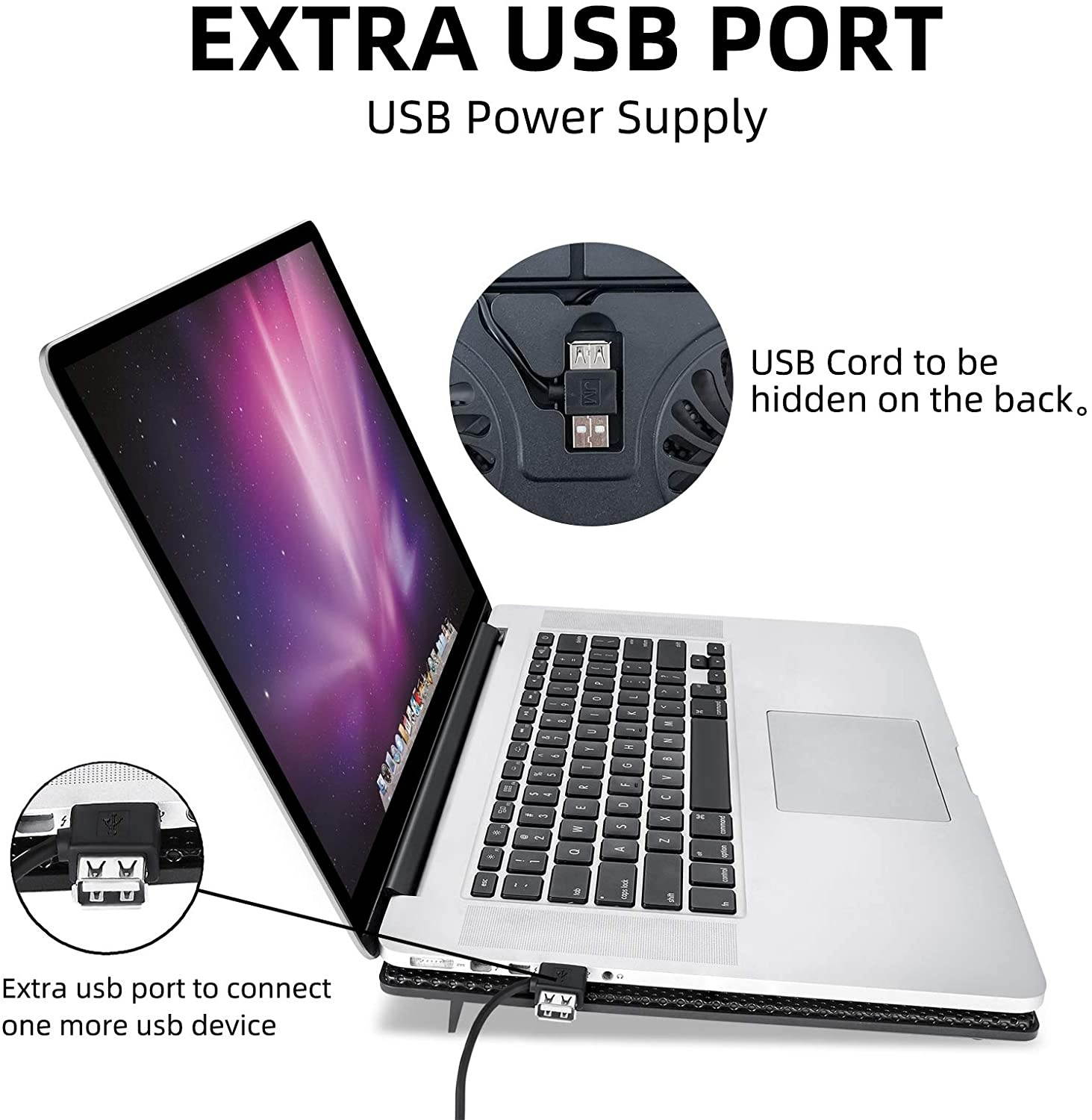 RGB Laptop Cooling Pad with 6 Quiet LED Fans 5 Heights Adjustable and Phone Stand, Dual USB Ports Gaming Laptop Cooler for 11"-18" Gaming Laptops (Blue)