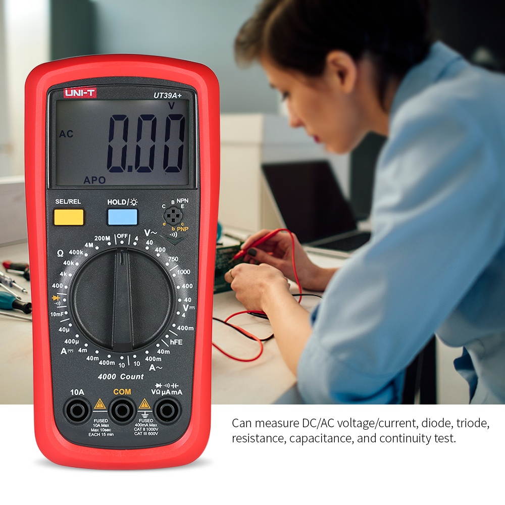 UNI-T UT39C+ LCD Digital Multimeter DC/AC Voltage Current Meter NCV Capacitance Resistance Diode Tester Voltmeter Ammeter