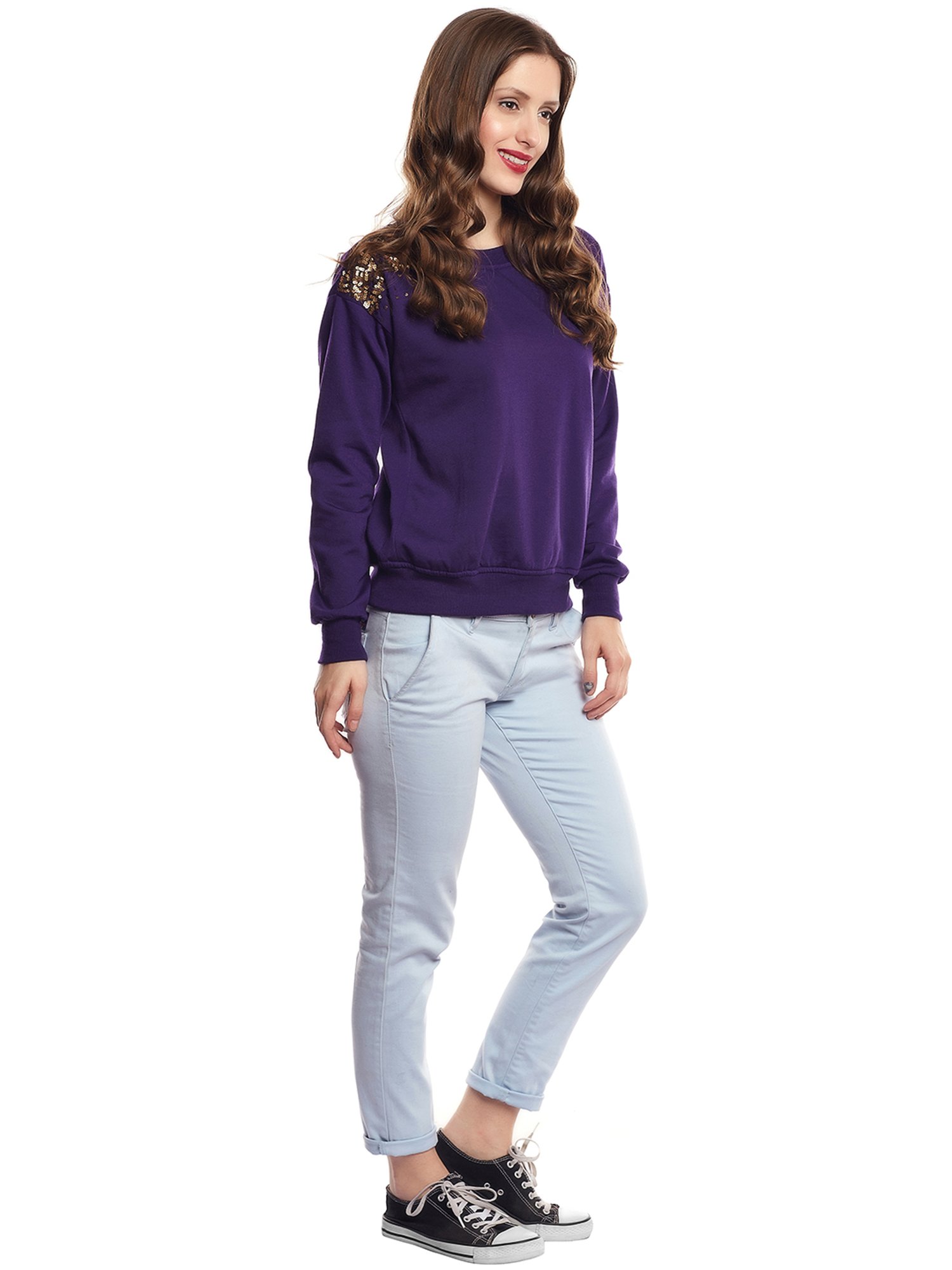 Belle Fille Purple Embellished Sweatshirt