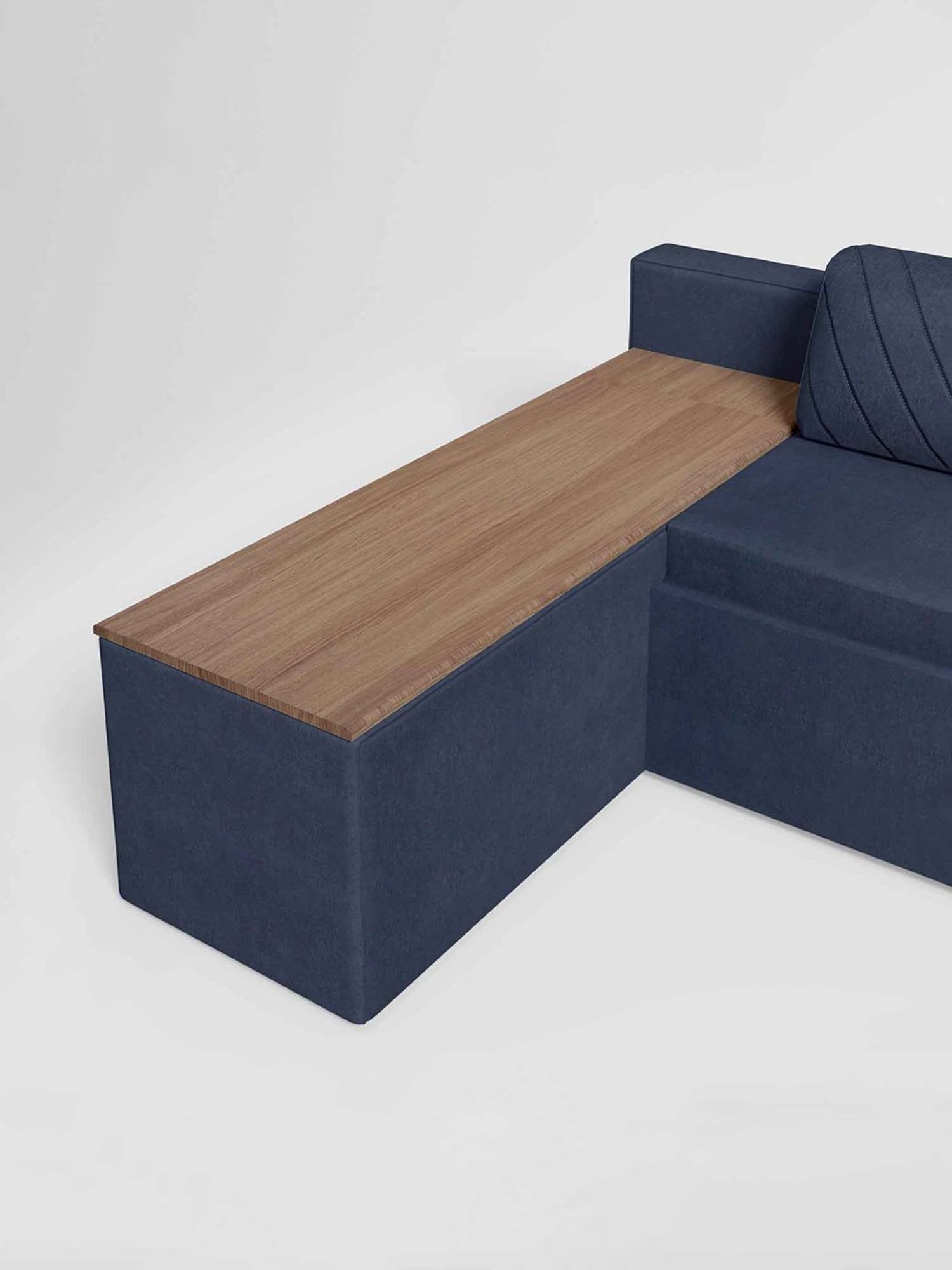 Godrej Interio Attix Quilted Dark Blue Fabric 3 Seater Sofa Cum Bed with Storage