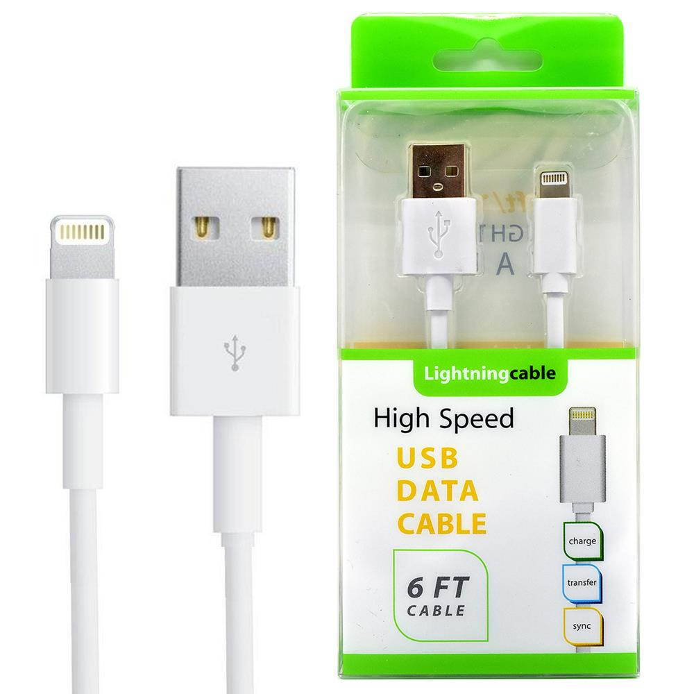 For iPhone 6 Plus / 6s Plus / 7 Plus / 8 Plus USB 8 Pin Data Sync Cable 5 Feet White
