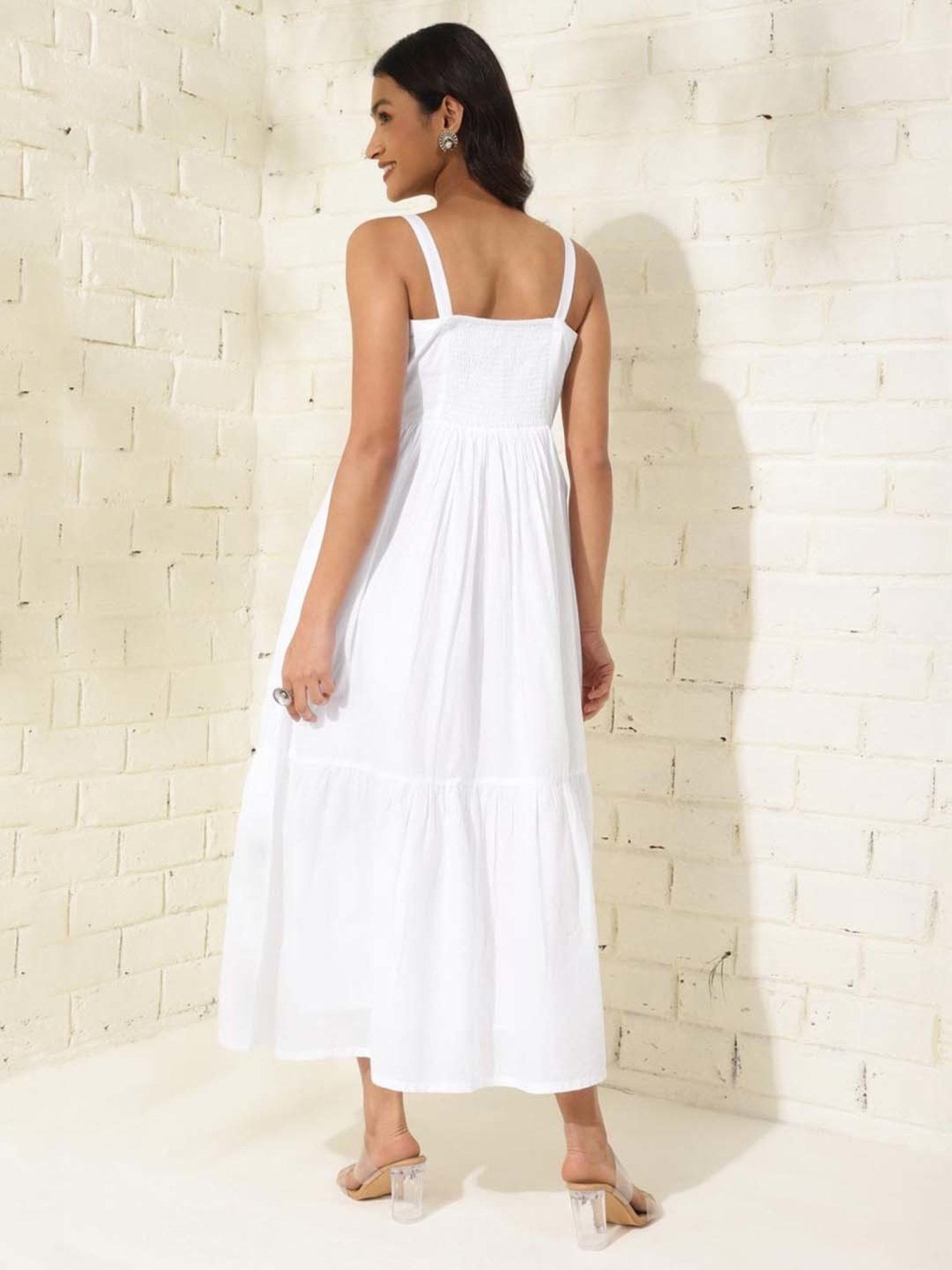 Saffron Threads Black Cotton Floral Print Ethnic Dress