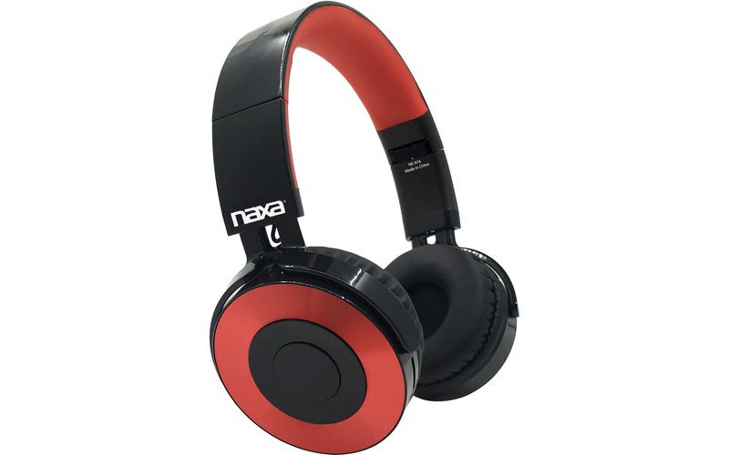 Naxa Metro Bluetooth Headphones - Stereo - Black/Red - Mini-phone - Wired/Wireless - Bluetooth - 33 ft - 32 Ohm - 20 Hz 20 kHz - Over-the-head