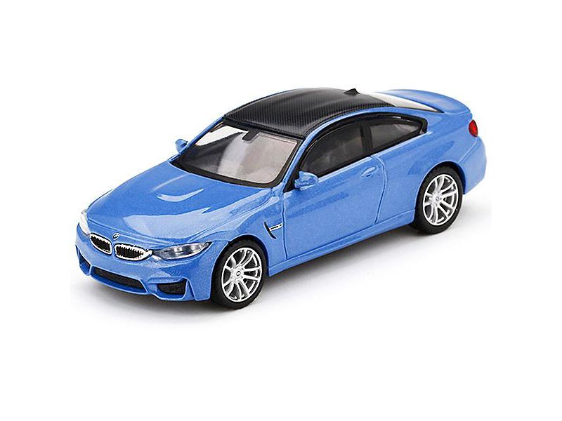 BMW M4 (F82) Yas Marina Blue Metallic with Carbon Top Limited Edition to 2400 pieces Worldwide 1/64 Diecast Model Car by True Scale Miniatures