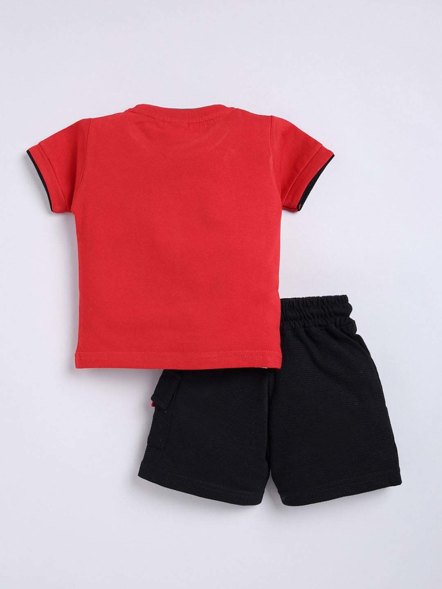 UNO KIDS Boys Red & Black Cotton Printed Top & Short sets