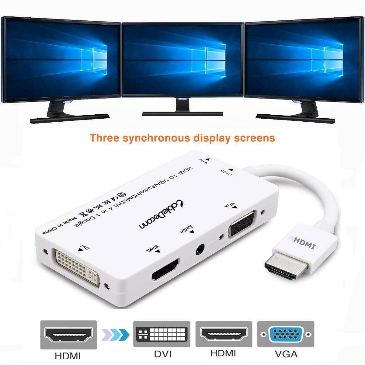 CableDeconn hdmi hub 4in1 hdmi to hdmi vga dvi Audio with Micro USB adapter Multiport hdmi Splitter Converter cable For PS3 hdtv Computer